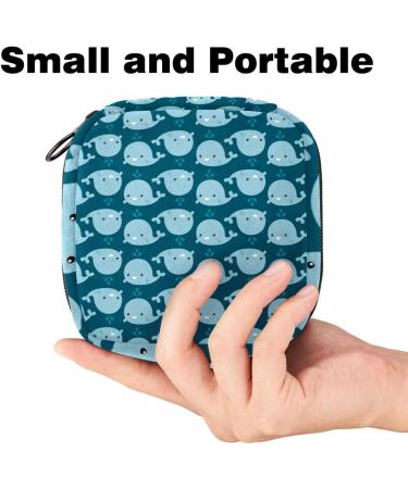 Shop Portable Women's Binding-Storage Bags | Menstrual Cup Pocket & Pads for Teens - Cute Blue Whales Design - Buy Online on GoSupps.com