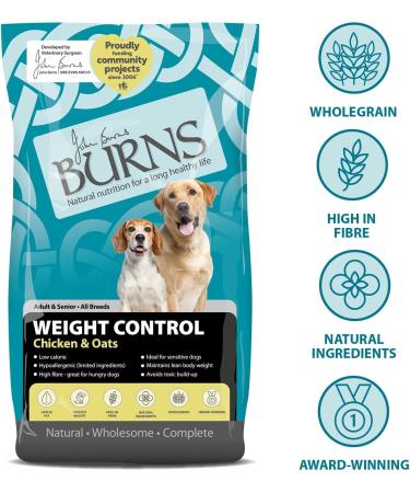 Burns Pet Nutrition Hypoallergenic Complete Dry Dog Food Adult and Senior Dog Weight Control Chicken and Oats 2 kg(Packaging may vary) 2 kg (Pack of 1) - Buy Online on GoSupps.com