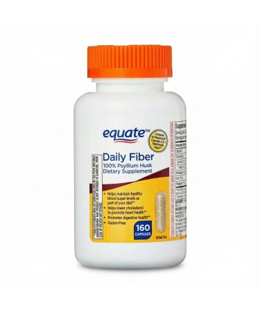 Fiber Supplement Psyllium Husk Capsules 100% Whole Psyllium Fiber Pills Unflavored Gluten-Free 160 Count