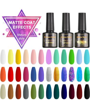 Gel Nail Polish SHOWNAIL 39 Pcs Gel Nail Polish Set Soak Off Gel Nail Set with Glossy and Matte Gel Top Base Coat Popular Nude Neon Pastel White Black Glitter Gel Polish Set Diy Nail Collection 36 Colors - Buy Online on GoSupps.com