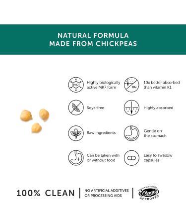Vitamin K2 MK7 from Fermented Chickpeas | Highly Bioactive | Vegan Friendly | Made in UK | 30 Vegecaps - Buy Online on GoSupps.com