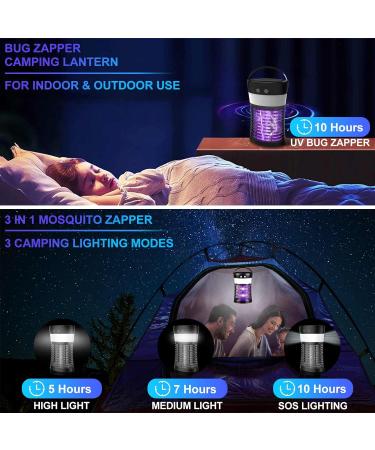 Mosquito Killer lamp Portable Bug Zapper Light Bulbs & Waterproof Camping Lantern 1800mAh Battery USB and Solar Rechargable LED Insect & Fly Killer for Outdoor Home Bedroom Backyard Patio Black - Buy Online on GoSupps.com