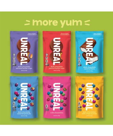 UNREAL Dark Chocolate Crispy Quinoa Peanut Butter Cups - Vegan, Gluten Free, Low Sugar (6 Bags) - Buy Online on GoSupps.com