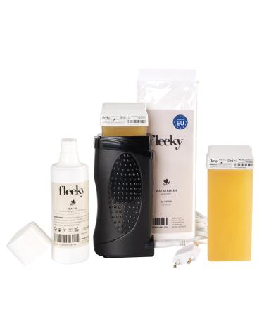 Fleeky Wax Roller Kit - Electric Roll on Complete Set with Warm Wax device for silk -smooth skin on fleek professional results and beginner -friendly handling - Buy Online on GoSupps.com