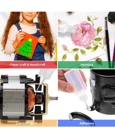 1oz Needle Tip Glue Bottle Set - 12pc Plastic Dropper Bottles with Mini Funnel - Ideal for DIY Crafts - Multicolor Lid - Buy Online on GoSupps.com