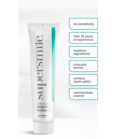 Supersmile Professional Teeth Whitening Toothpaste with Fluoride - Clinically Proven to Remove Stains, Whiten Teeth Up to 6 Shades, Strengthen Enamel - No Sensitivity (Original Mint 1.4 Oz) - Buy Online on GoSupps.com