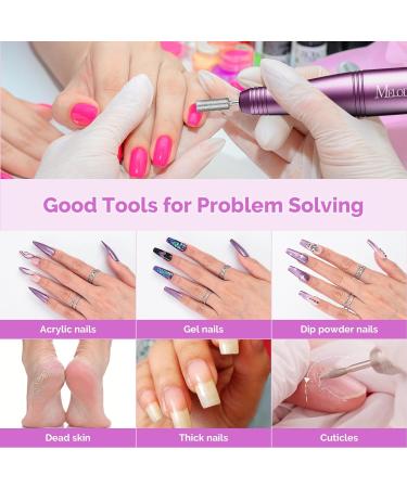 MelodySusie Electric Nail Files 11 in 1 Kit - Cordless Nail Drill for Acrylic Nails | 25000RPM Portable Rechargeable Efile Manicure Pedicure Tool - 25 Speeds (Rose) - Buy Online on GoSupps.com