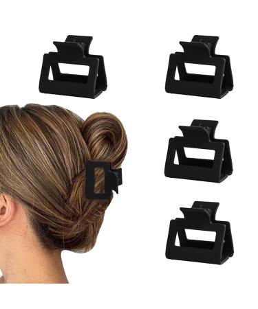 4 PCS Hair Clips Claw Clips for Thin Hair All Black Color Small Hair Clips 2 Square Matte Hair Clips Small Claw Clips for Thin Hair Claw Clips for Thick Hair Accessories for Women Gifts for Mom