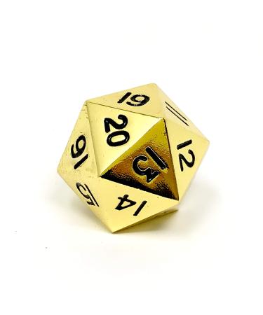 Massive! Solid Metal Jumbo 35mm d20 Spin Down Life Counter Dice Die Bright Gold MTG