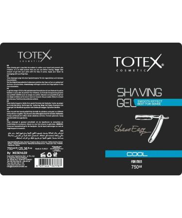 Totex Cool Shaving Gel 750ml | Clear Transparent Formula for Men & Women | Quick Dry, Sensitive Skin Protection | Ideal for Bikini Line Shaving - Buy Online on GoSupps.com