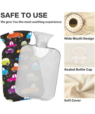 Naanle Colored Cars Hot Water Bottle - 2L Transparent Cover for Bed & Pain Relief | Large Hot Water Bottle for Hand & Feet Warmth - Buy Online on GoSupps.com