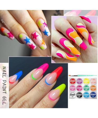 Painting Nail Gel Polish - Spider Gel Nail Polish Kit - 12 Colors UV Gel Nail Kit with Nail Brush Set - Black White Silver Gold Long Lasting Silk Gel Varnish Kit for Nail Manicure Design DIY - Buy Online on GoSupps.com