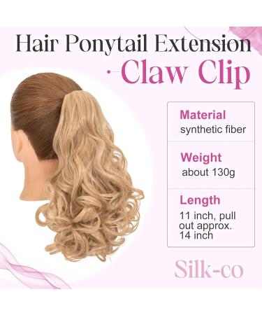 Silk-co 11 Short Curly Ponytail Extension in Medium Blonde - 11 Inch Length | Clip-in Hair Extension for Women - Buy Online on GoSupps.com