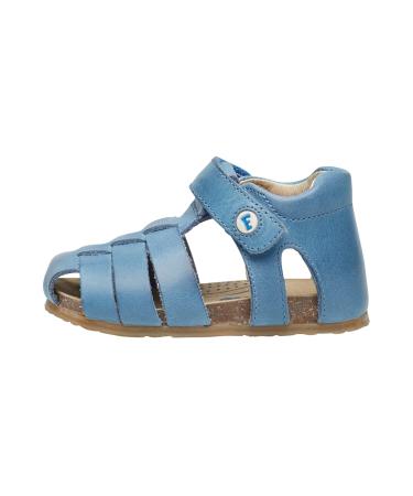 Falcotto Alby-Closed Toe Fisherman Leather Sandals 7.5 UK Child Blue Azzurro 0c03