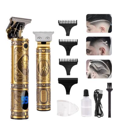 Hair Trimmer for Men,Moziral Professional Mens Hair Clippers Electric T Blade Liners Outline Edgers Shaver 0mm Bald Zero Gap Grooming Kit LED Low Noise Cordless Rechargeable with Guide Combs