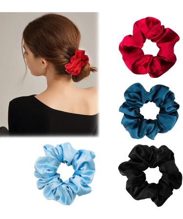 Kameun 4 piece of hair tie 100% silk scrunching elastic colorful hair accessories hair rope for girls women women women ponytail holder hair band made of silk - reus
