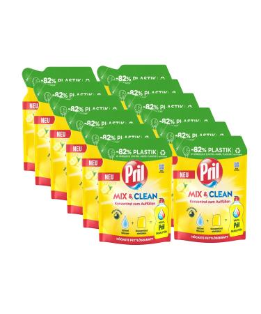 Pril Mix & Clean citrus concentrate for refilling (12x 120 ml) hand dishwashing detergent with the highest fat resolution for clean dishes even in cold water 82% less plastic 120 ml (12 pack)
