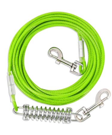 Yard Leash For Dogs with Shock Absorbing 3-15m Yard Leash Tie Out Leashes Tie Out Cables For Dogs Yard Leash (Green 15m) 15m Green