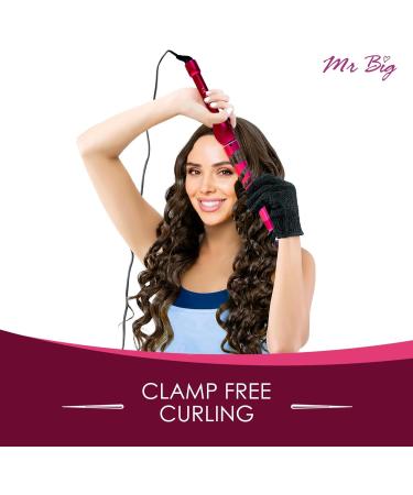 Mr Big Tapered Curling Wand - Long Barrel Ceramic Curling Iron for Long Hair | 6 Heat Settings Dual Voltage Auto Off - 2/3 to 1.25 Diameter - Buy Online on GoSupps.com