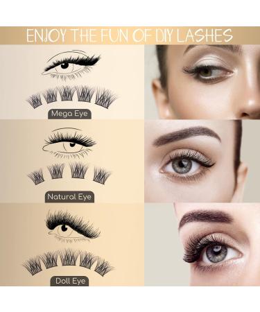 Larbois Individual Eyelashes with Clear Glue - 45 Clusters Kit, Natural Look, Reusable, Latex-Free, Russian Lashes - 10-16mm - Buy Online on GoSupps.com
