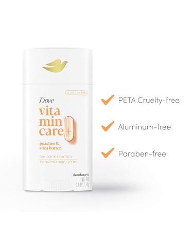 Dove VitaminCare+ Aluminum Free Deodorant Stick for 72H Odor Protection Peaches & Shea Butter Breathable Deodorant for Women 2.6 oz Peaches + Shea Butter 2.6 Ounce (Pack of 1) - Buy Online on GoSupps.com