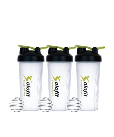 Solofit Protein Shaker Bottles with Shaker Balls– Leak Proof Smoothie & Drink Shaker Bottle – Portable Supplement Mixer Cup - Ideal for Fitness Enthusiasts, Athletes Pack of 3