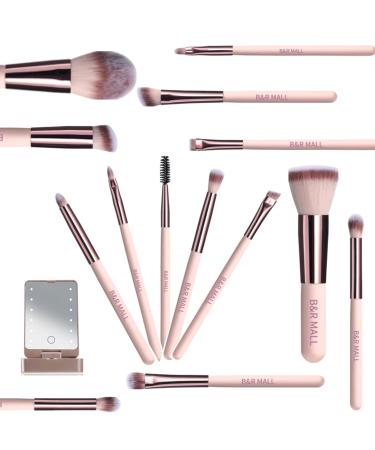 B&R MALL Makeup Brush Set with LED Mirror - Soft Lightweight Tools for Foundation Concealer & Eyeshadow - Perfect for On-the-Go Makeup (Champagne Gold - Buy Online on GoSupps.com