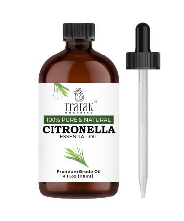 Citronella Essential Oil 4 Fl Oz 100% Pure and Natural Citronella Oil for Diffuser and Aromatherapy Skin Massage Candle and Soap Making Fragrance - with Dropper Citronella 4 Fl Oz (Pack of 1)