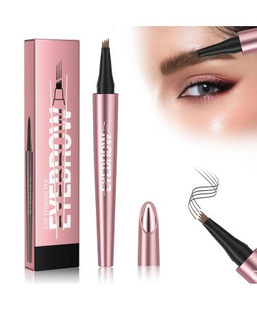 Eyebrow Pencil 4-Tipped Precise Brow Pen 3D Microblading Eyebrow Pen Contouring Pen Smudge-Proof waterproof brow pen Long-Lasting Natural Eye Brow Pencils for Women Light Brown