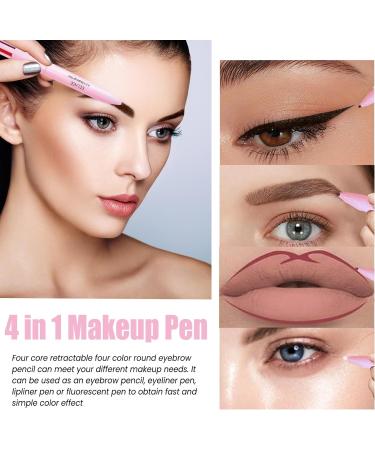 4-in-1 Makeup Pen: Lip Liner, Eyeliner, Highlighter, Brow Liner - Multi-Function Travel Touch Up Pen - Waterproof & Smooth Texture - Red Brown Black White - Buy Online on GoSupps.com