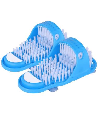 FLLYINGU 1 pair of slippers with foot cleaner brush Magic Foot Scrubber foot cleaner washing brush for shower spa massage peeling removal (11 x 4.5 inches)