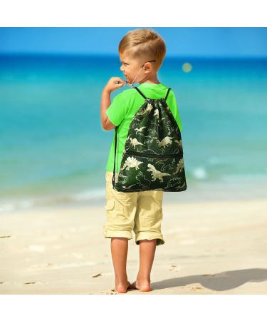 WAWSAM Dinosaur Drawstring Backpack for Kids - Waterproof Sports Gym Bag for Beach Swimming School & Travel - Buy Online on GoSupps.com