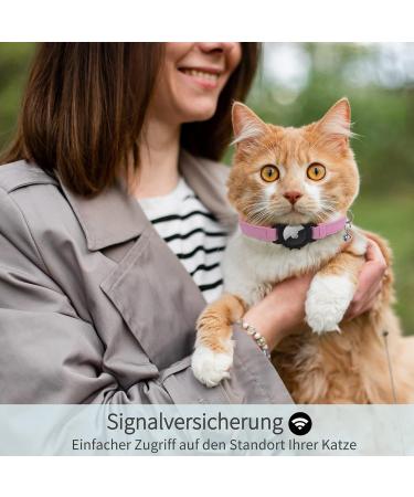 Premium XS Pink Airtag Cat Neck Band - Soft GPS Collar with Bracket & Bell for Young Cats - Buy Online on GoSupps.com