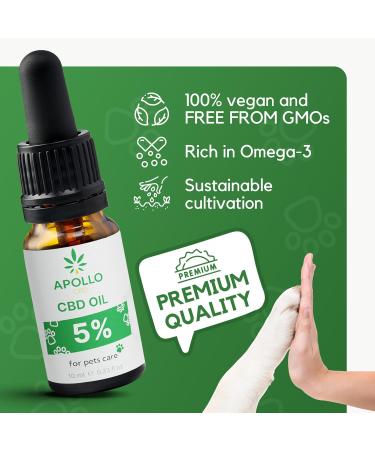 5% Hemp Oil for Dogs and Cats - Hemp Oil for Animal Care - German Quality - 10 ML - 250 Drops - Balance Between Omega-3 and Omega-6 - Buy Online on GoSupps.com