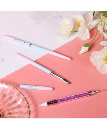 3pcs Manicure Clean up Brush Set - Round Point Drill Pen, Angle Tip Silicone Drawing Tools - Nail Design Painting Kit - Buy Online on GoSupps.com