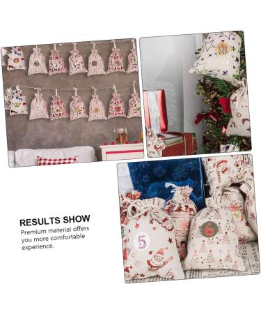 KOMBIUDA 1 Set Countdown Christmas Bag Candy Bags Advent Calendar Banner Christmas Storage Bags Linen Red 10x14x0.5cm Red - Buy Online on GoSupps.com