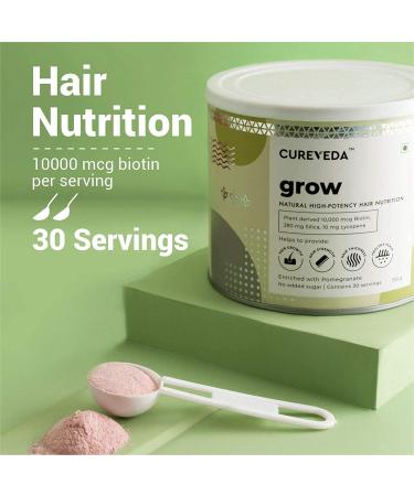 AZAZ Cureveda Plant Based Biotin 10000mcg Powder - Hair Nutrition for Hair Growth, Scalp Health & Preventing Hair Fall - 30 Servings (150gm) - Buy Online on GoSupps.com