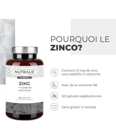 BIO-available ZINC - Zinc Citrate - Anti-Acne - Food Supplement Immune System - Zinc Citrate and Vitamin B6-120 Vegetable Capsules - NUTRALIE - Buy Online on GoSupps.com