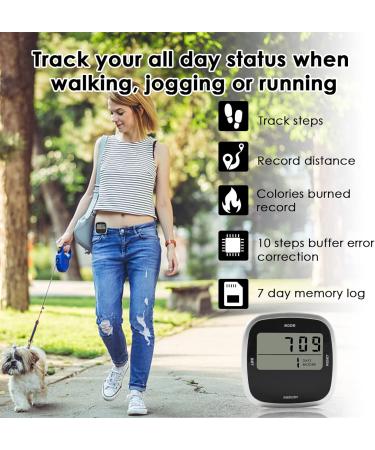 Pedometer for Walking Steps and Miles | Clip-On Step Counter for Women, Men, Seniors, Kids | Removable Tracker | Black - Buy Online on GoSupps.com