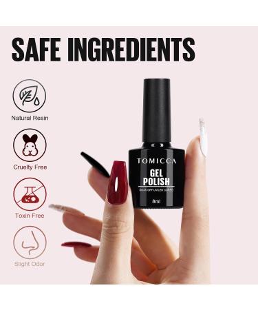 Tomicca UV Nail Polish Set - Red White Black Gold & Silver Glitter - Non-Toxic Durable 8ml Gel for Christmas Nail Art & DIY Design - Buy Online on GoSupps.com