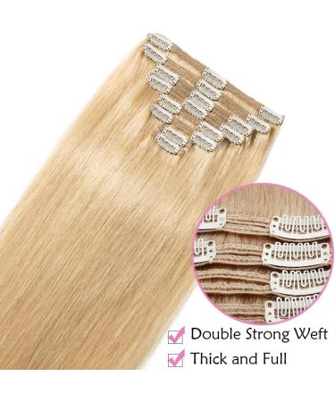 SEGO Real Hair Clip-in Extensions - 8 Piece Party Set 100% Remy Medium Blonde #24 25cm - 110g - Buy Online on GoSupps.com