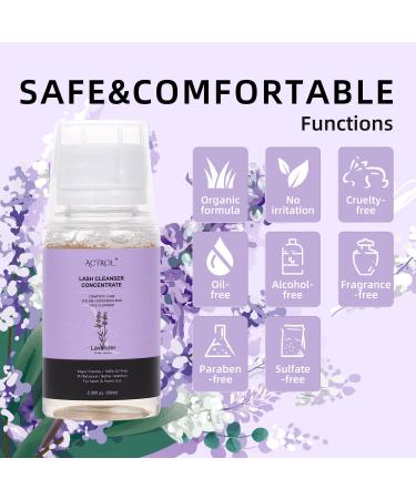 Eyelash Cleanser Concentrate 60ml Lavender Professional Lash Shampoo Foaming Cleanser DIY Wash for Extensions Lashes with Salon Home Care-Makes 12 Bottles Lavender/60ml - Buy Online on GoSupps.com