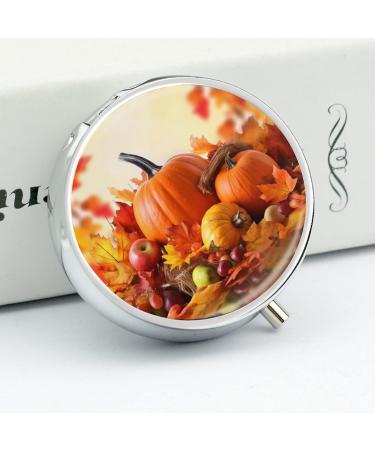 Autumn Leaves Pill Box - 3 Compartment Travel Case for Medications | Portable Organizer for Purse & Pocket | Perfect for Thanksgiving - Buy Online on GoSupps.com