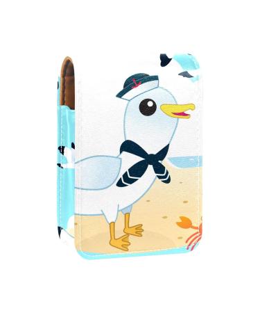 Seagull on the beach lip gloss Holder Lipstick Case Portable Makeup Bag Travel Lipstick Organizer Case with Mini Lipstick Storage Box for Women multicolored 9.5x2x7 cm/3.7x0.8x2.7 in