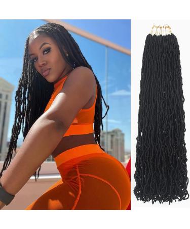 Faux Locs Crochet Hair Soft Locs 20 Inches 7 Packs Goddess Locs Crochet Hair Black Natural Wave Braids Hair Extensions Distressed Locs Pre Looped Crochet Butterfly Locs For Black Women (20 Inch (Packs of 7) 1B) 20 Inch...