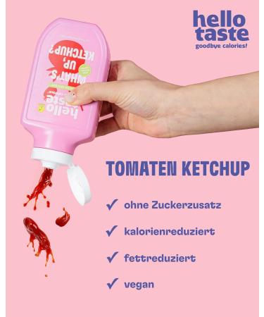 Hello Button Tomato Ketchup 300ml - Reduced Calorie Sugar-Free Vegan | Perfect for Grilling & Dishes | 7-Pack - Buy Online on GoSupps.com
