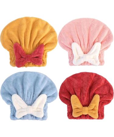 LUGEMA Super Absorbent Microfiber Hair Towel Wrap - Quick Drying Hair Turban for Curly & Thick Hair - Soft & Fast Drying Caps for Women & Girls (Pink+Blue - Buy Online on GoSupps.com