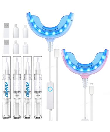 RENPHO Teeth Whitening Kit - LED Light  35% Carbamide Peroxide  (4) 4ml Teeth Whitening Gel  (2) Trays  Non-Sensitive Fast Teeth Whitener Helps Remove Stains from Food Coffee Smoking Wines Soda 12 Piece Set