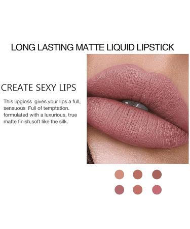 Bonnie Choice 6-Piece Nude Matte Liquid Lipstick Set B: Long-Lasting, Non-Stick, Waterproof Lip Gloss for Women - Buy Online on GoSupps.com
