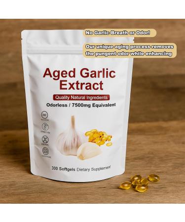 Shrandi Elare Aged Garlic Extract 7500mg Odorless - Organic Aged Garlic Extract Capsules for Heart & Immune Antioxidant Supplements Non-GMO Gluten-Free Vegetarian 300 Softgels - Buy Online on GoSupps.com